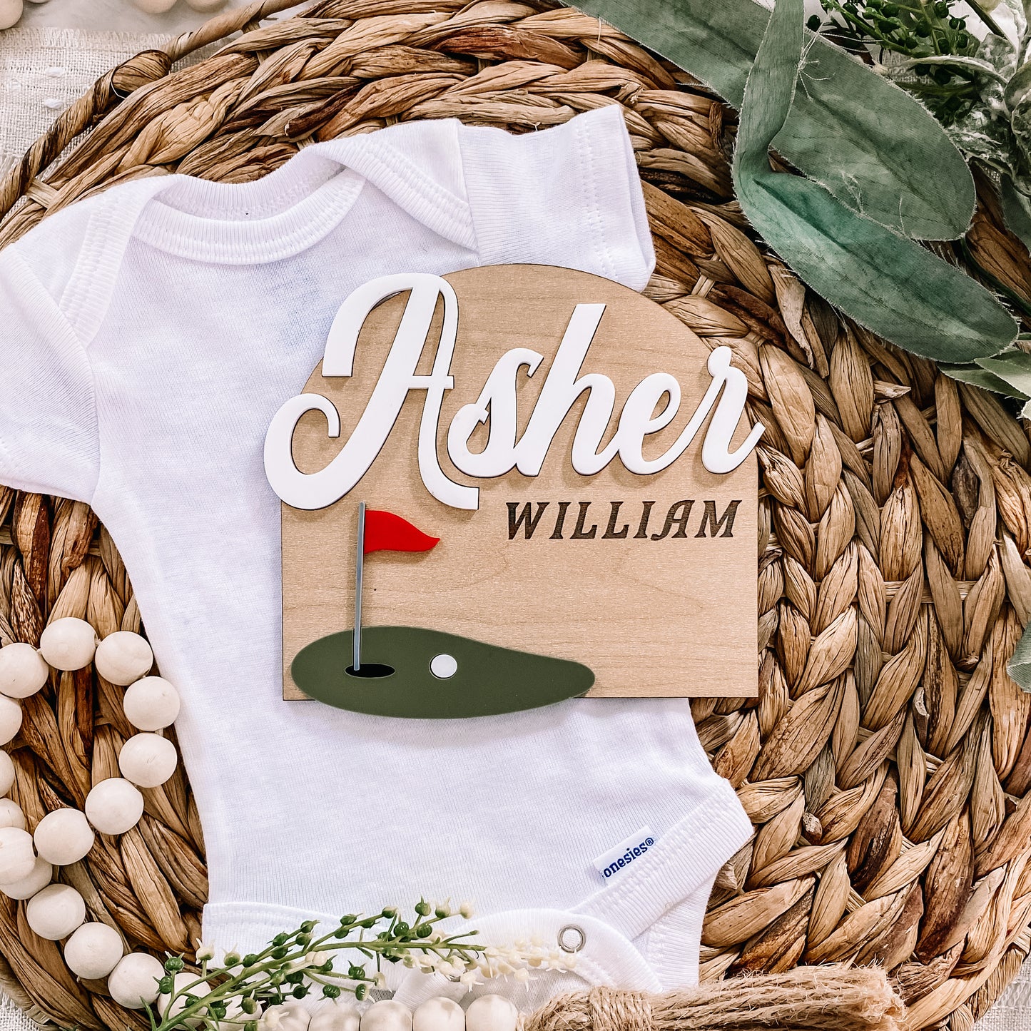 Custom 3D Baby Name Sign - Golf