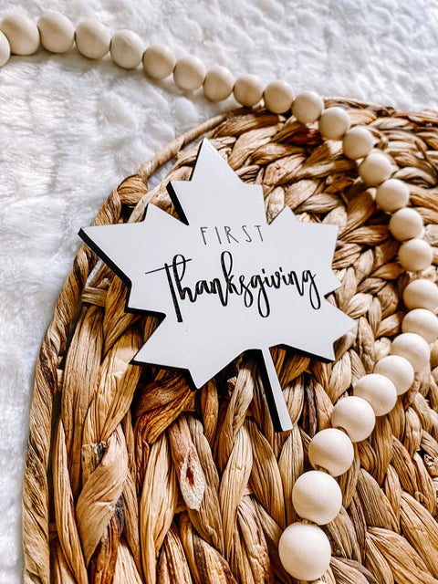 Baby's First Thanksgiving Milestone Sign - Leaf