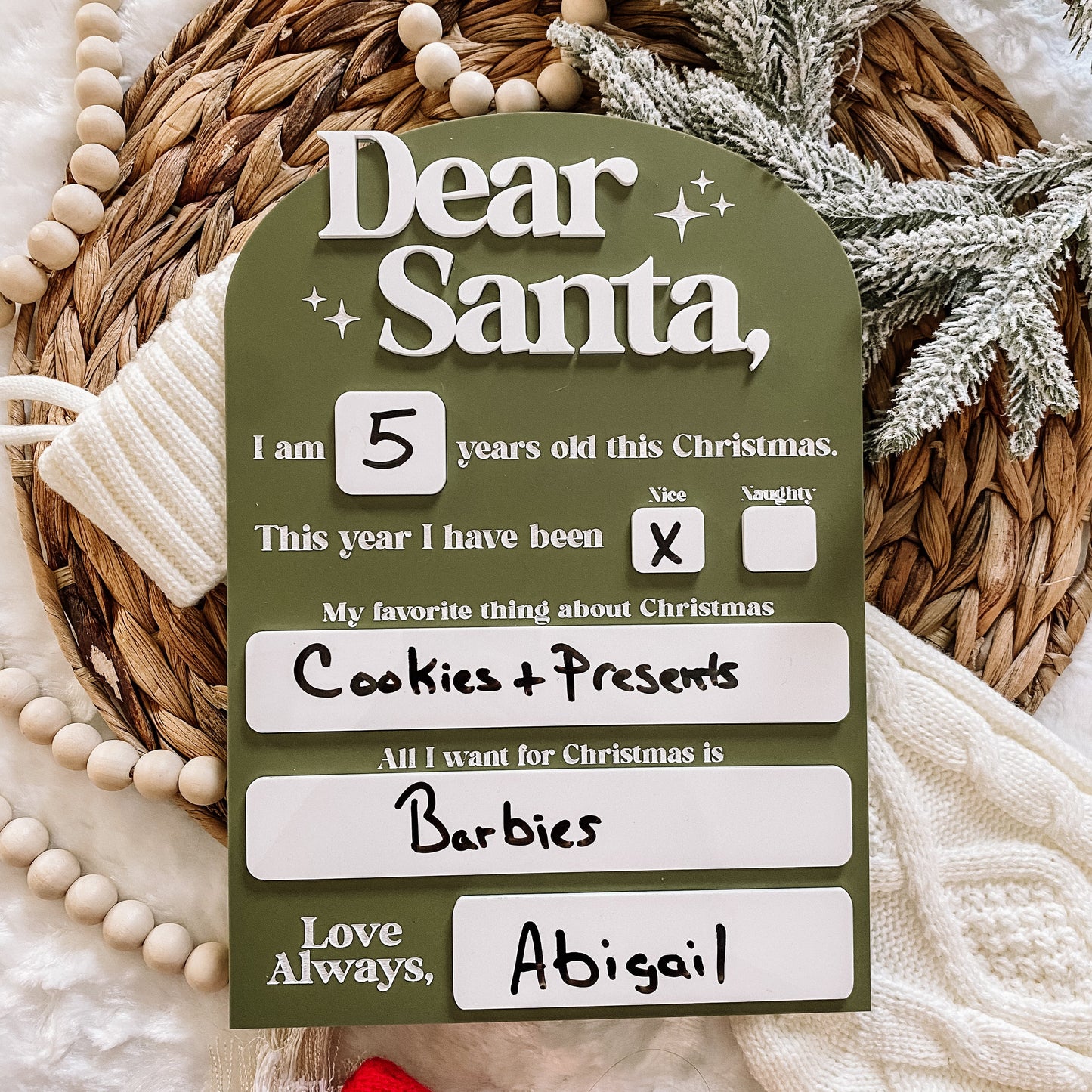 Dear Santa Christmas Dry Erase Board - CUSTOM NAME