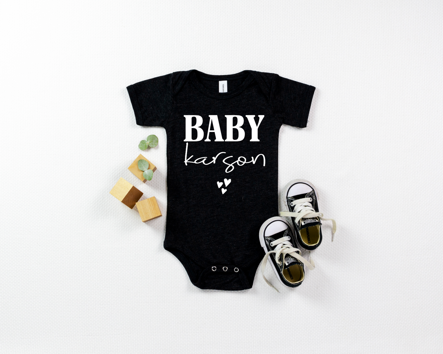 Personalized Baby Onesie - Triple Heart