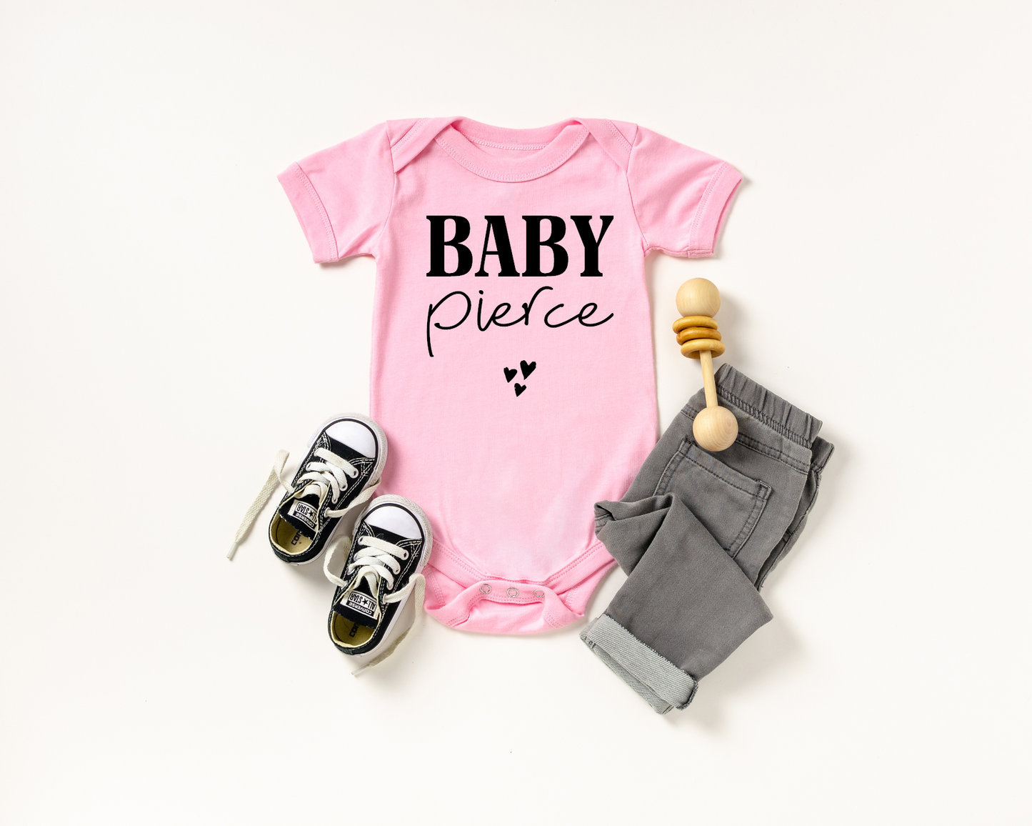 Personalized Baby Onesie - Triple Heart