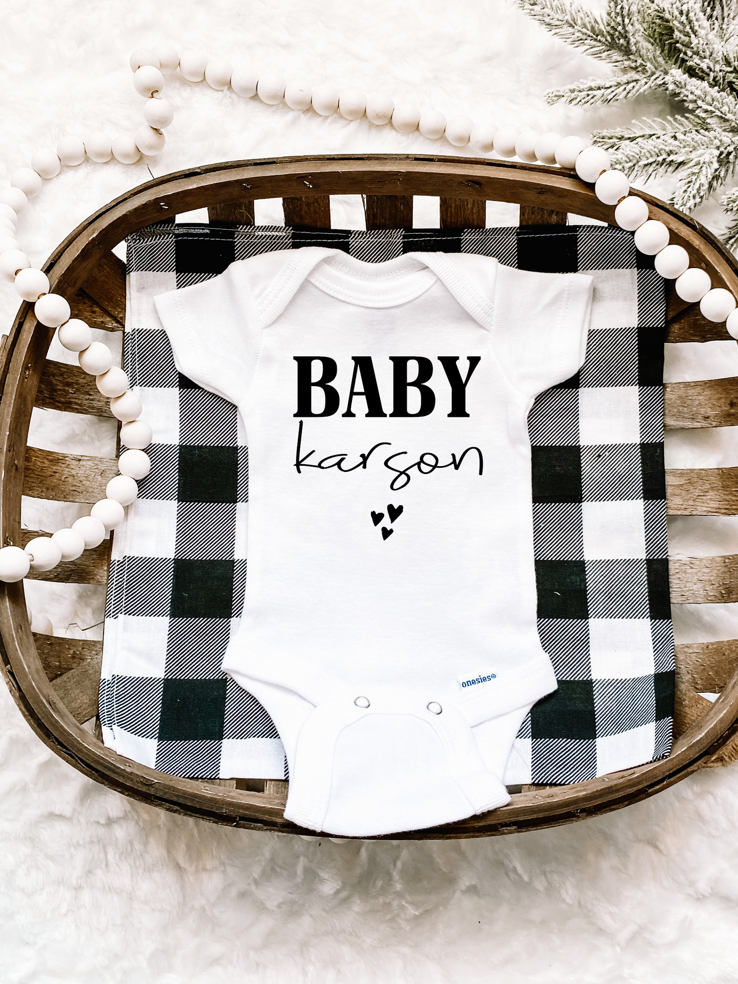 Personalized Baby Onesie - Triple Heart