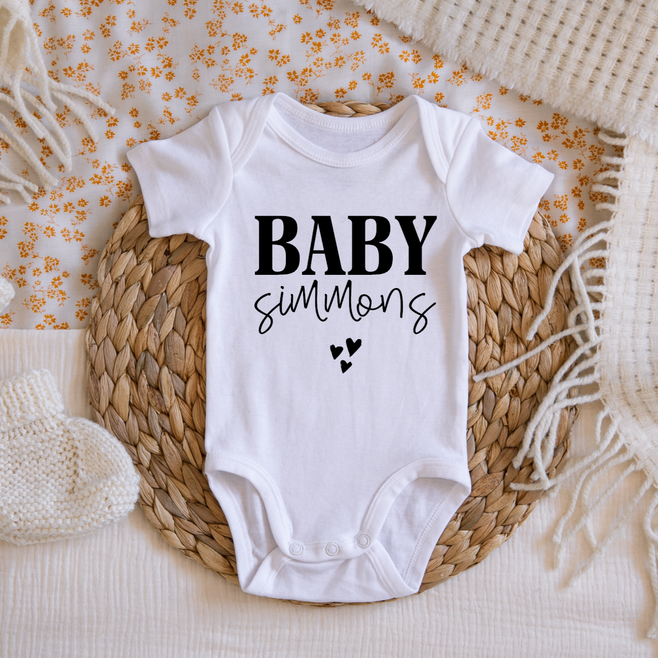 Personalized Baby Onesie - Triple Heart