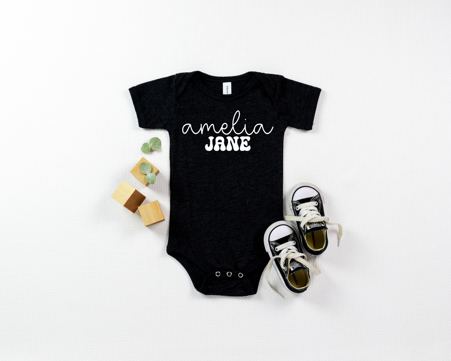 Girly Retro Font Name Custom Onesie