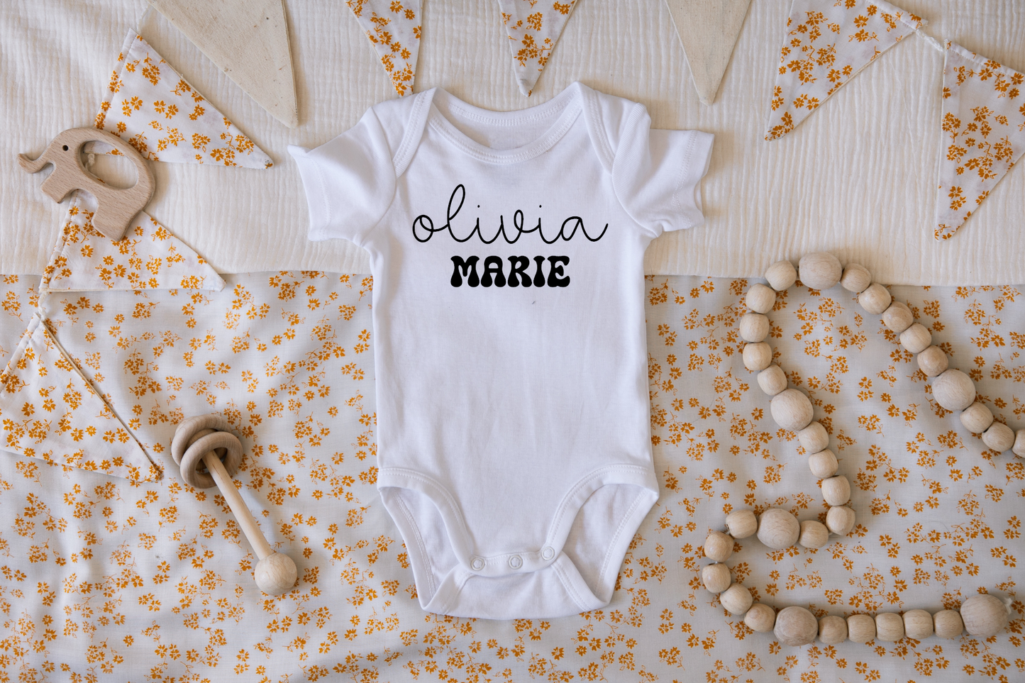 Girly Retro Font Name Custom Onesie