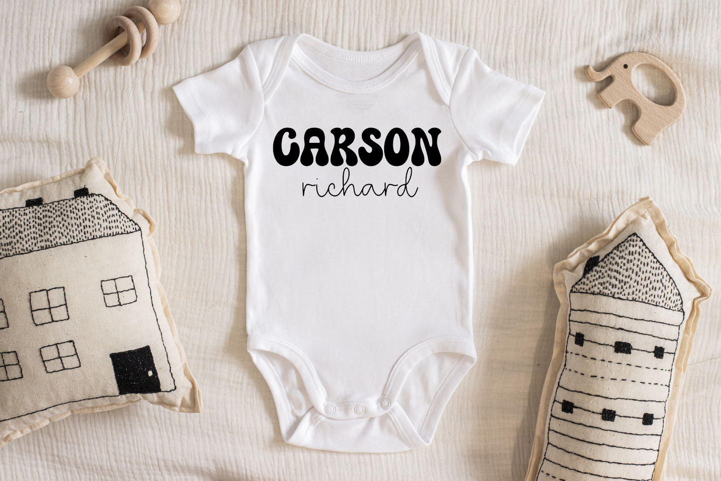 Retro Font Name Custom Onesie