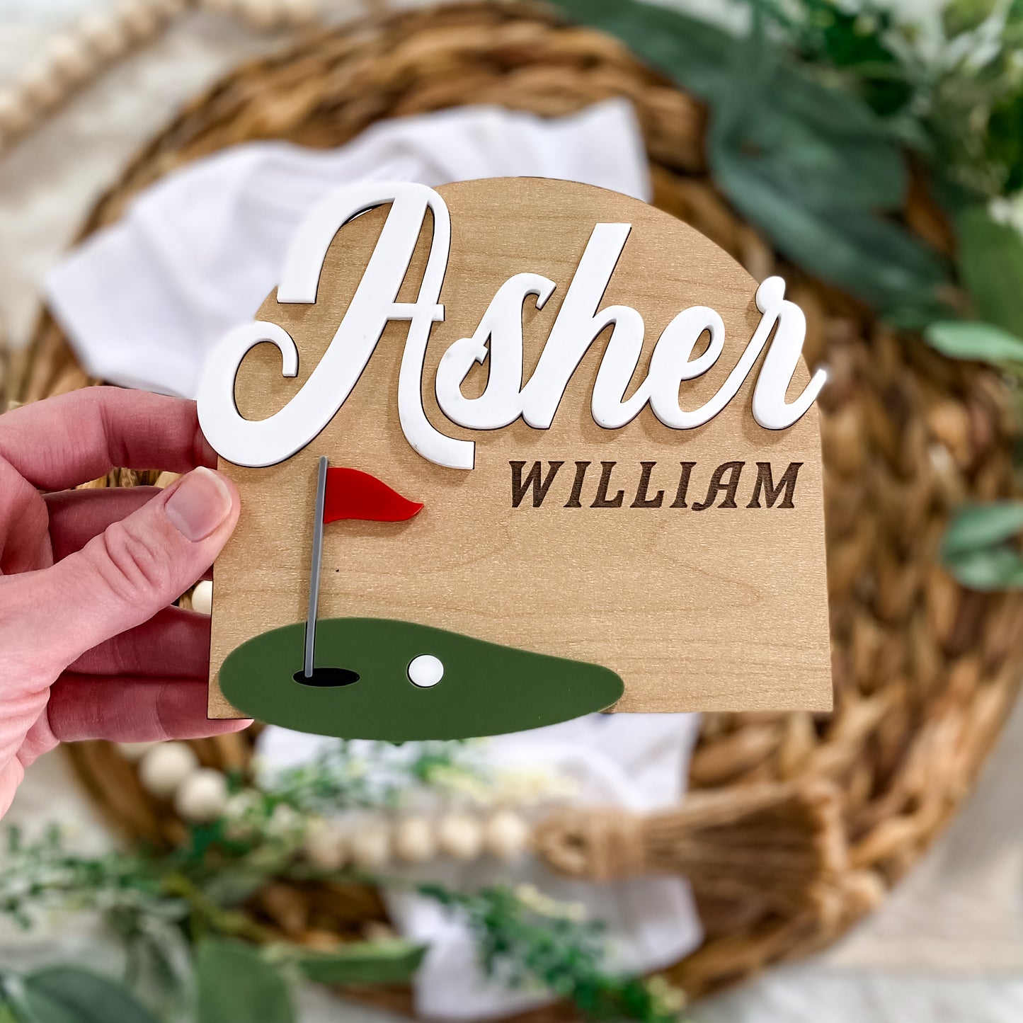 Custom 3D Baby Name Sign - Golf