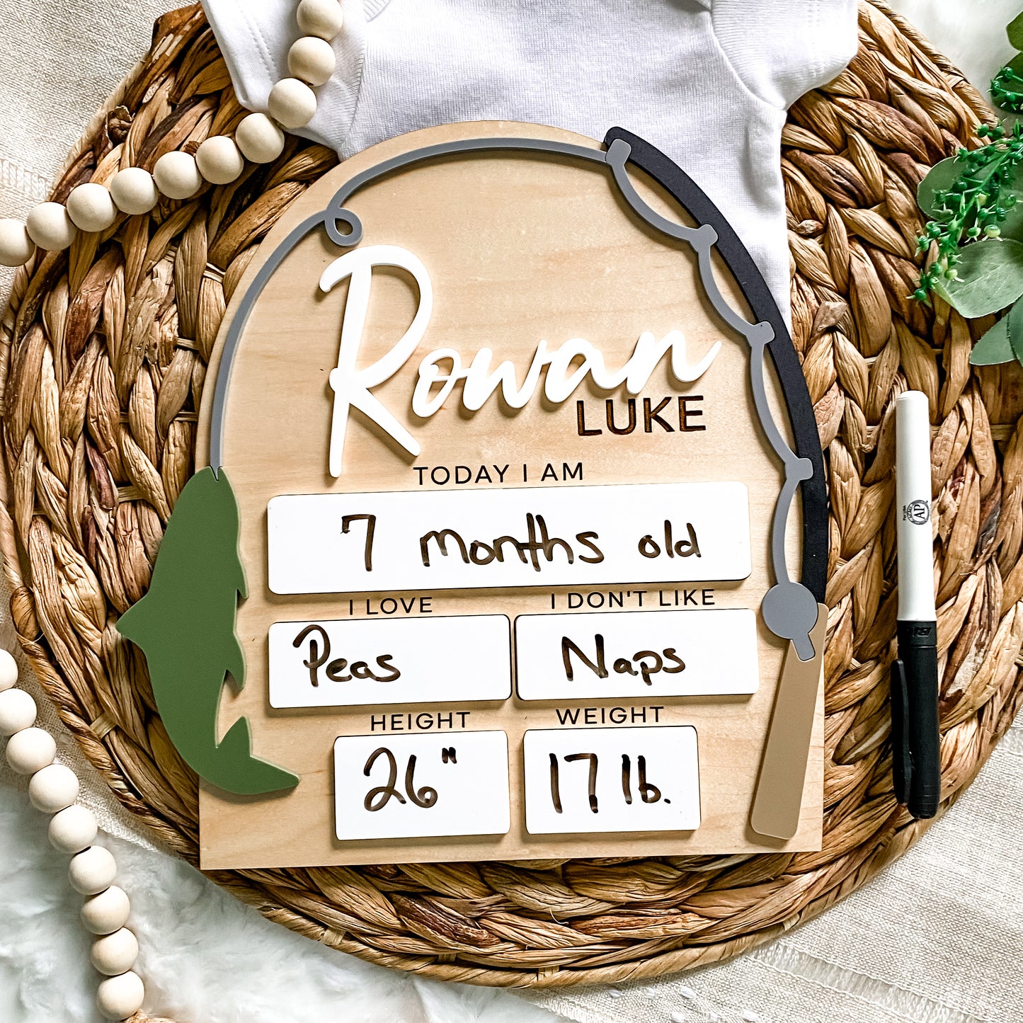 Custom Fishing Dry Erase Monthly Milestone Board