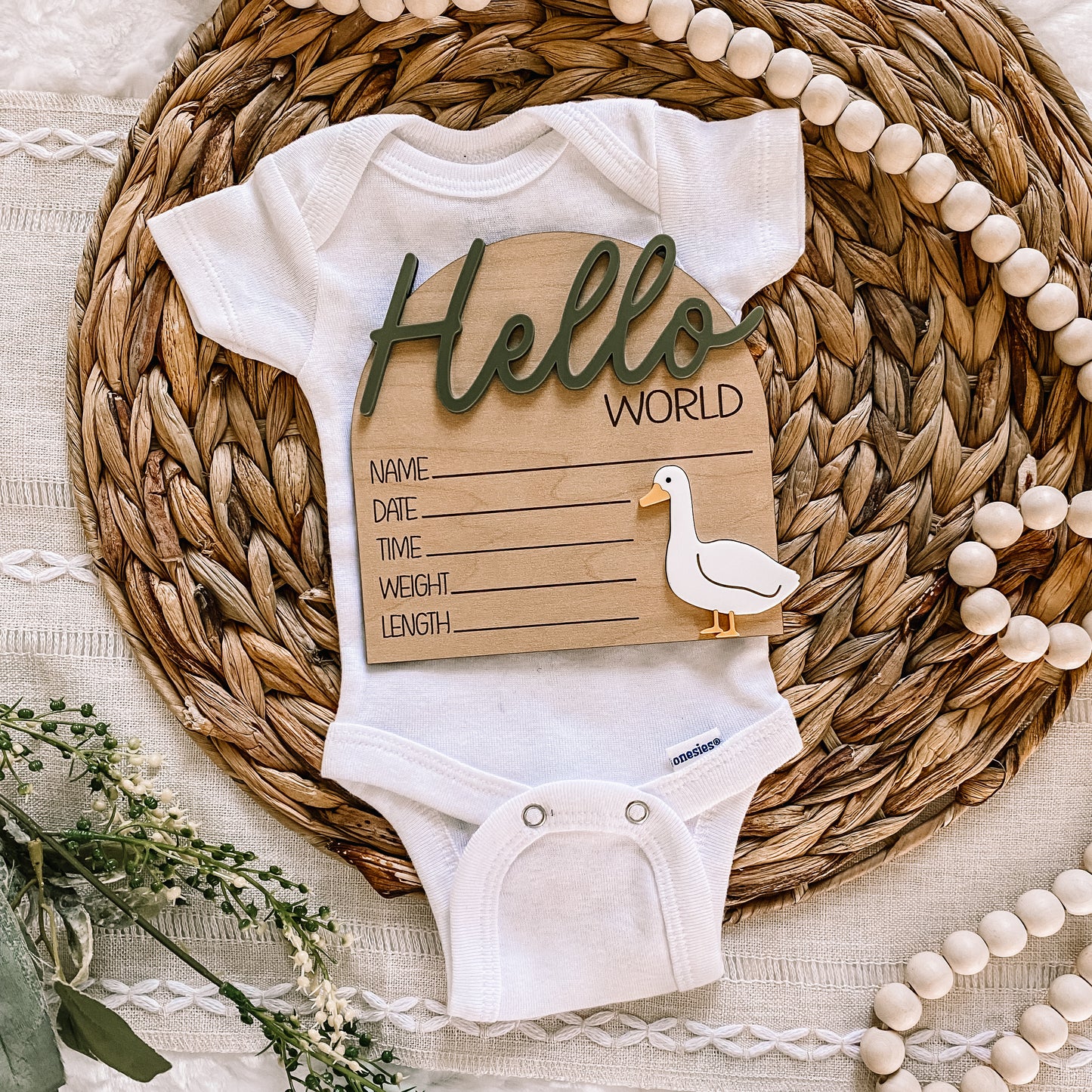 Hello World 3D Birth Stat Sign - Goose