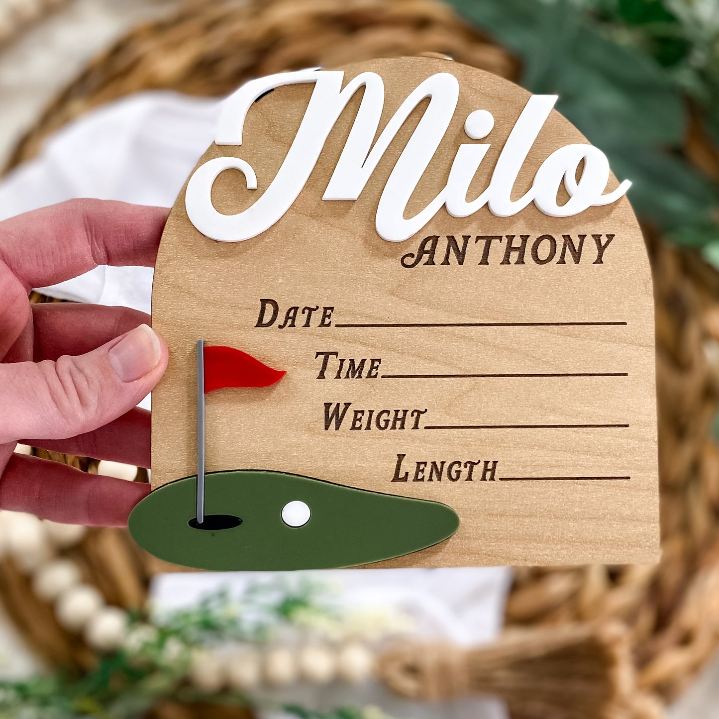 Hello World Birth Stat Sign - Golf