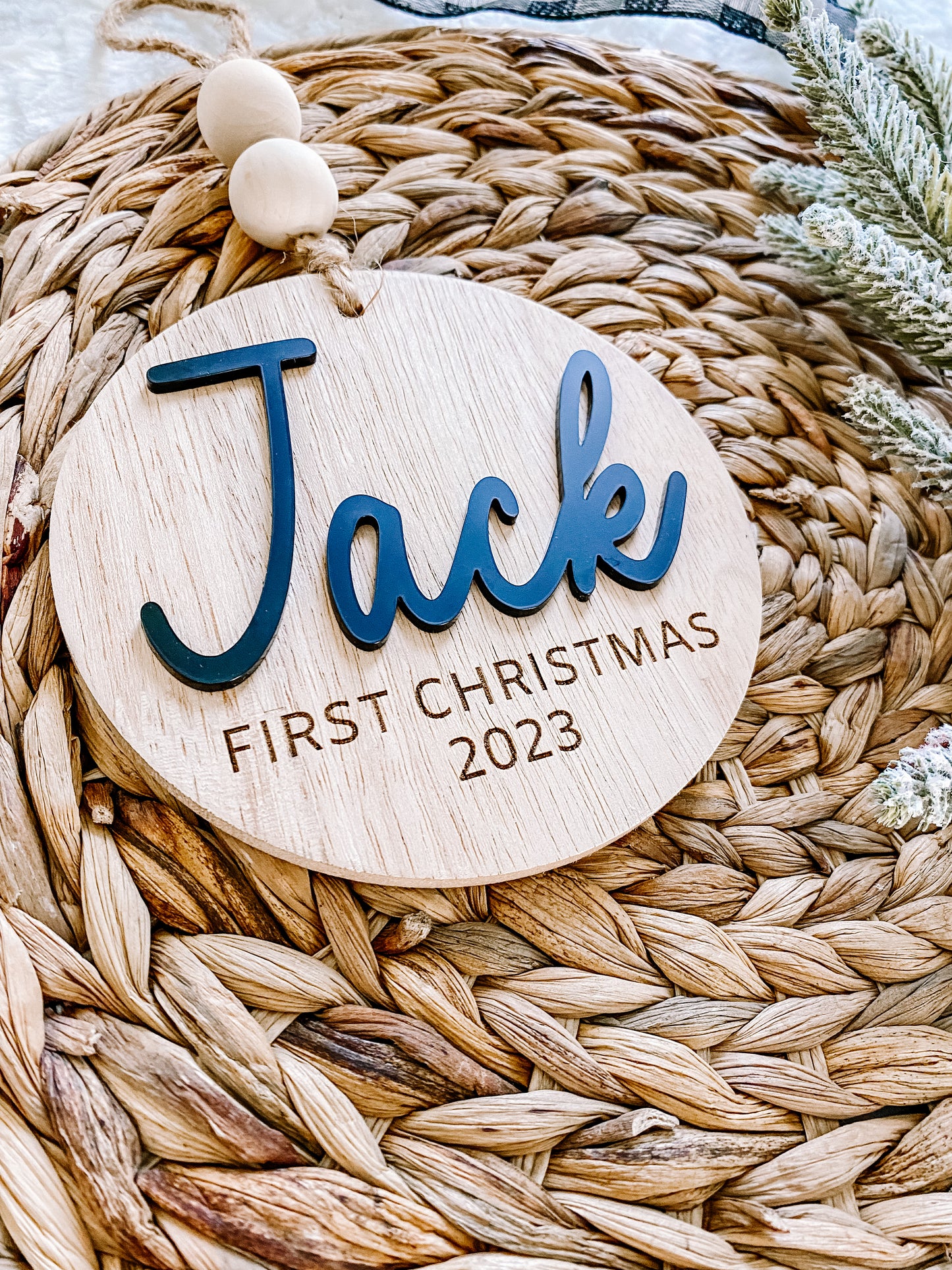 3D Customized Baby's 1st Christmas Ornament - Round