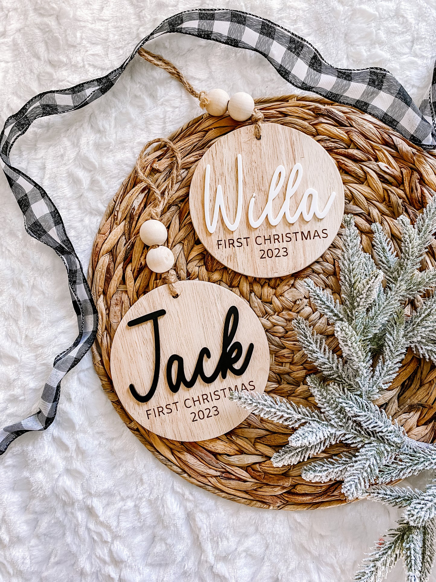 3D Customized Baby's 1st Christmas Ornament - Round