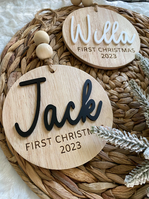 3D Customized Baby's 1st Christmas Ornament - Round