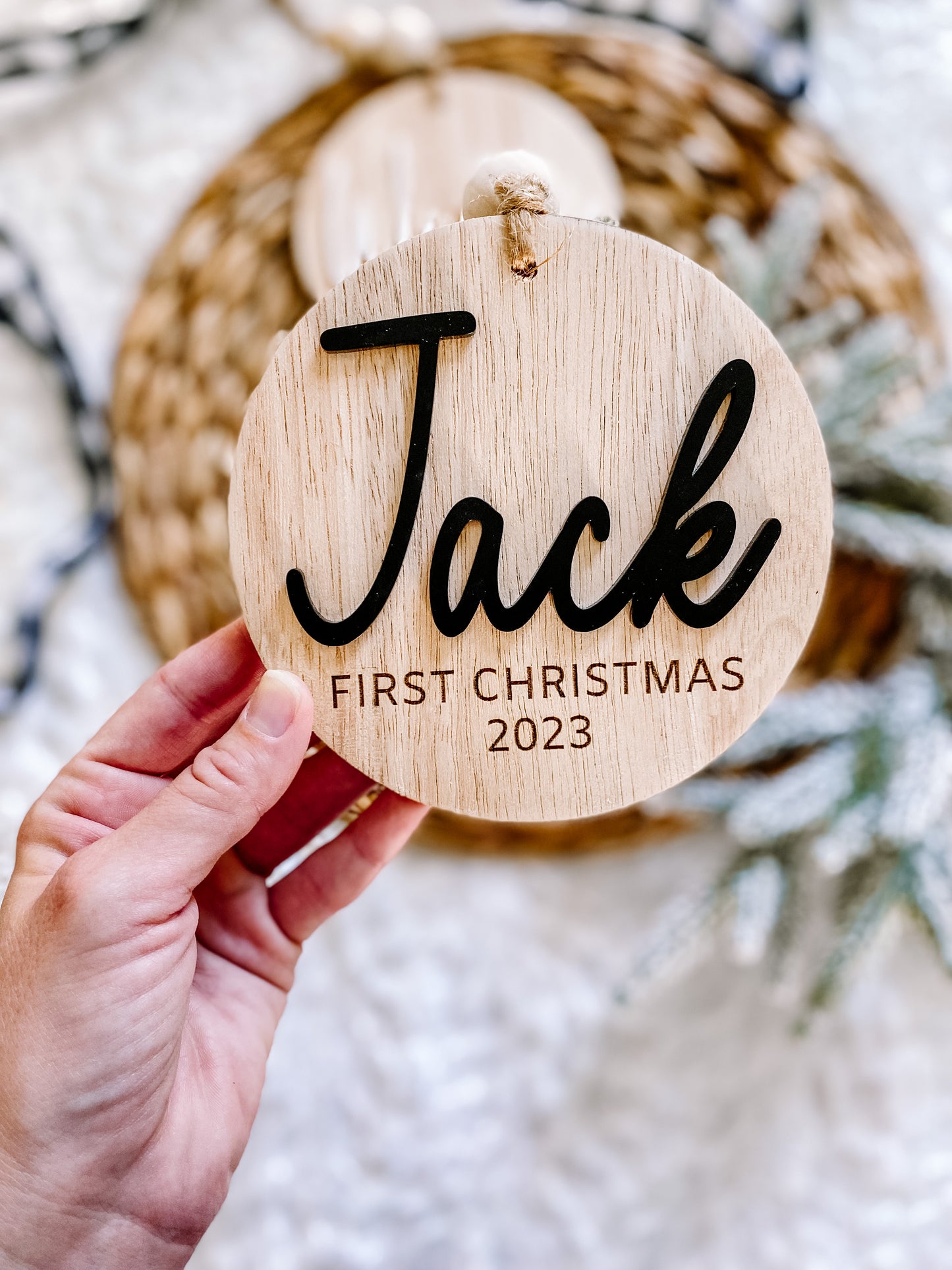 3D Customized Baby's 1st Christmas Ornament - Round
