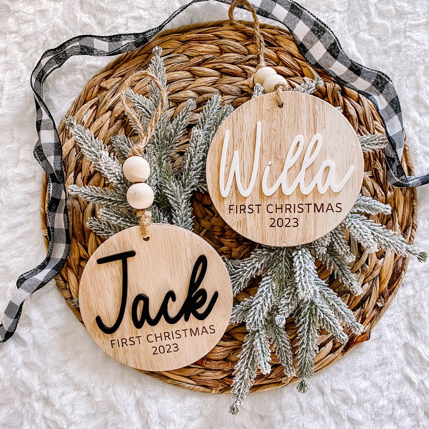 3D Customized Baby's 1st Christmas Ornament - Round