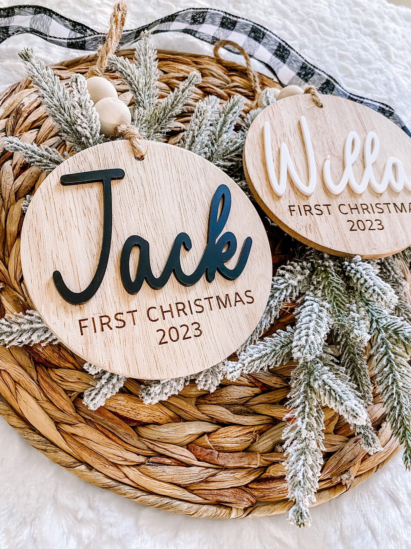 3D Customized Baby's 1st Christmas Ornament - Round