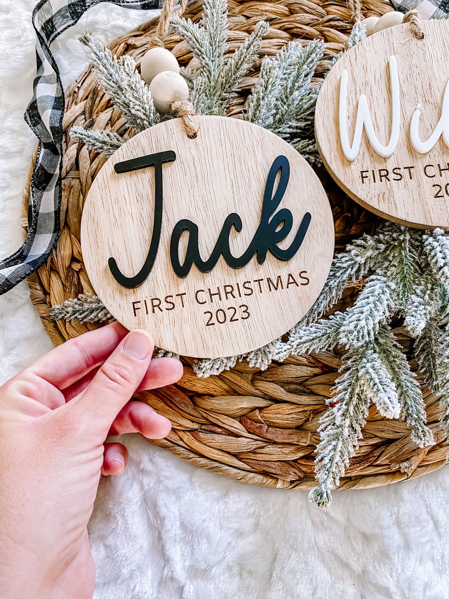 3D Customized Baby's 1st Christmas Ornament - Round