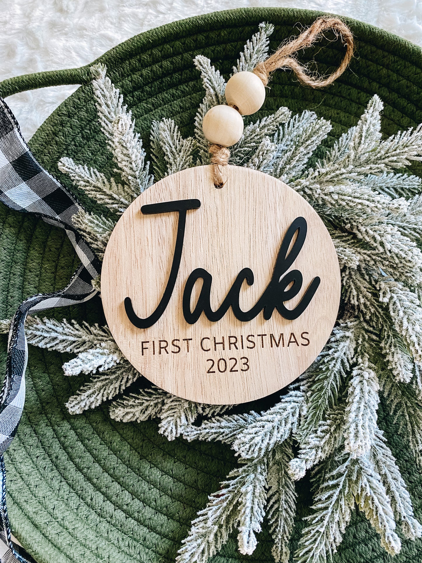 3D Customized Baby's 1st Christmas Ornament - Round