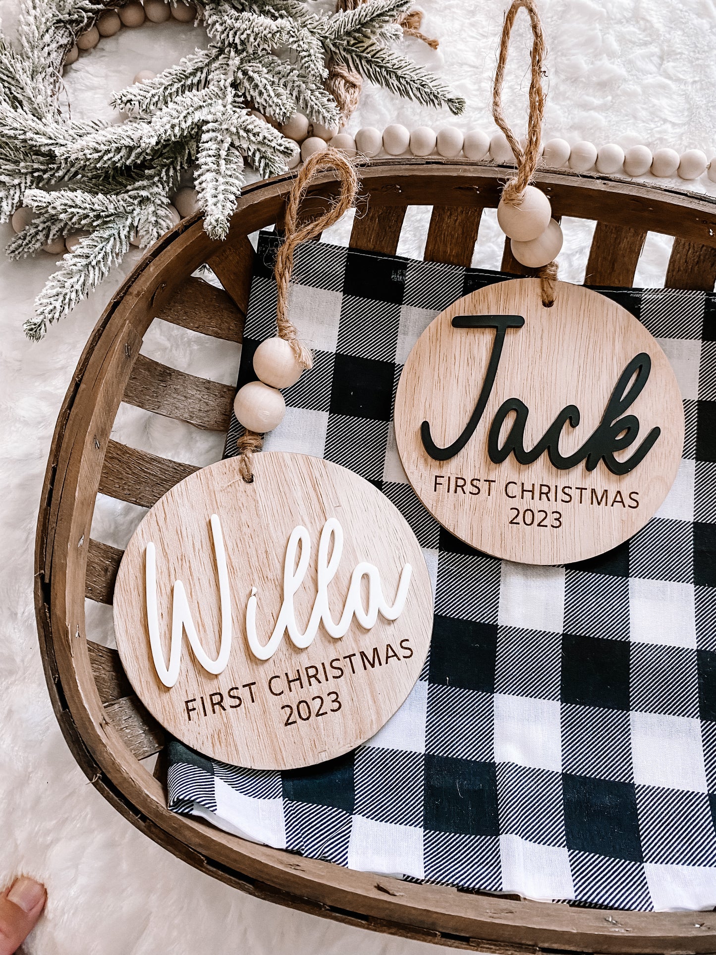 3D Customized Baby's 1st Christmas Ornament - Round
