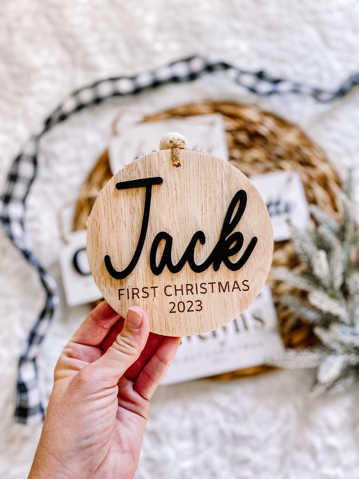 3D Customized Baby's 1st Christmas Ornament - Round