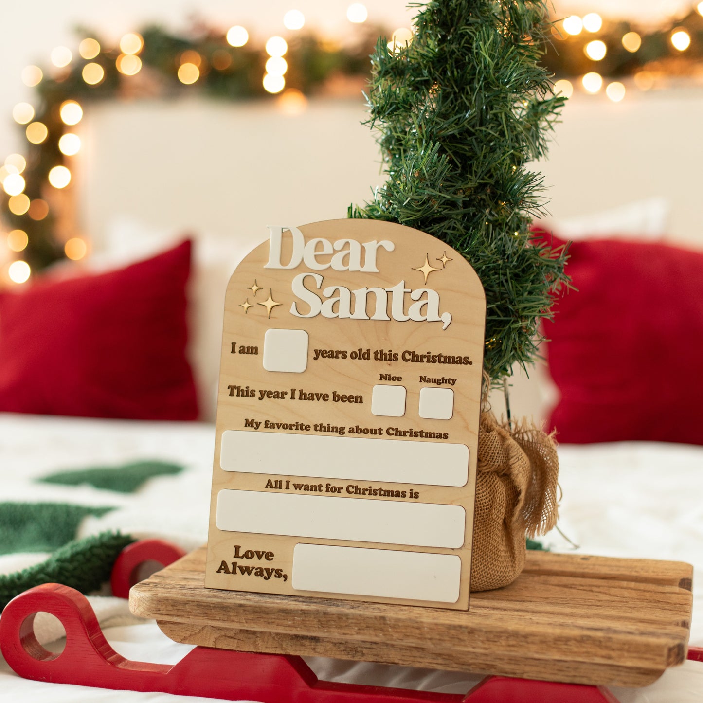 Dear Santa Christmas Wishlist Dry Erase Board - Customized with Childs Name
