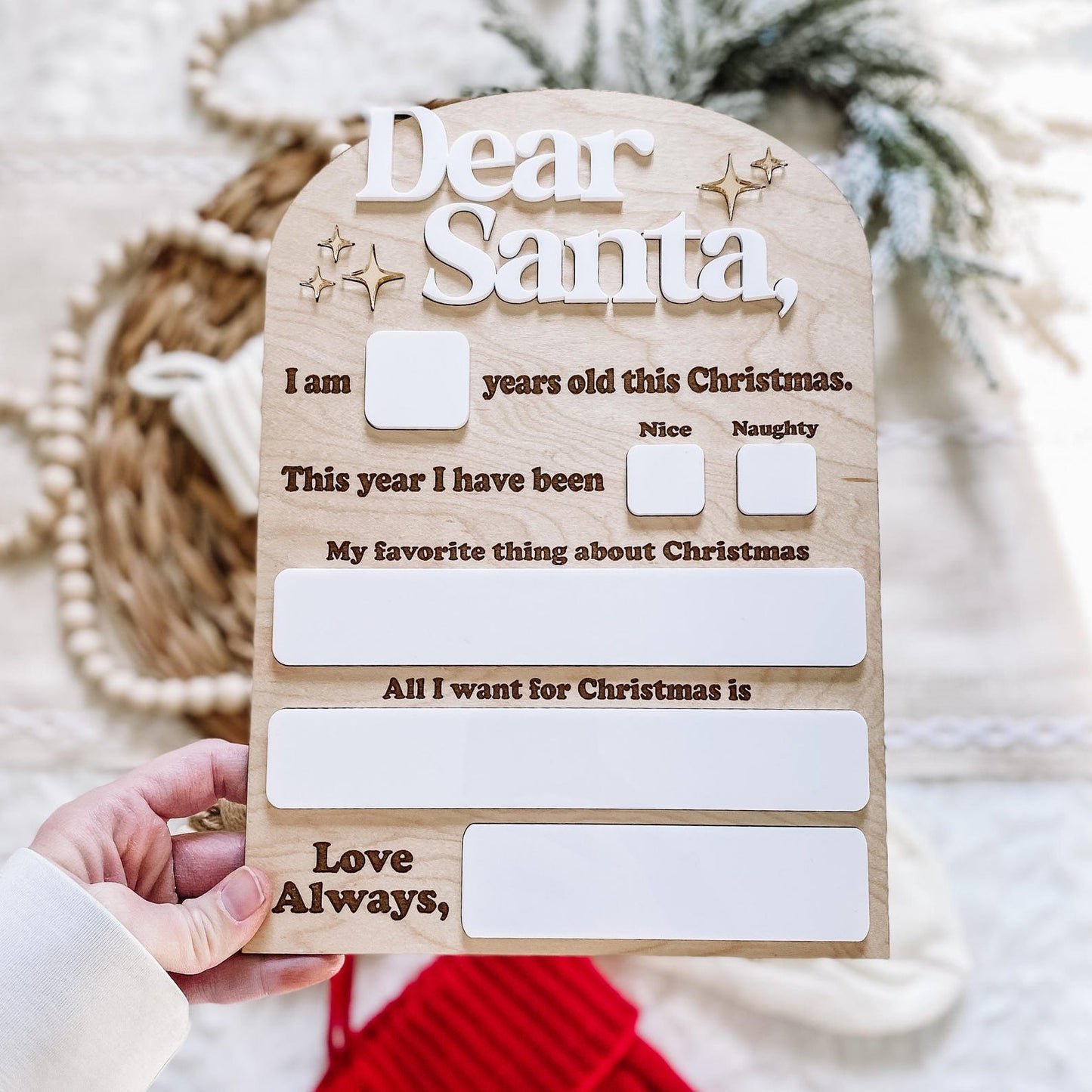 Dear Santa Christmas Wishlist Dry Erase Board