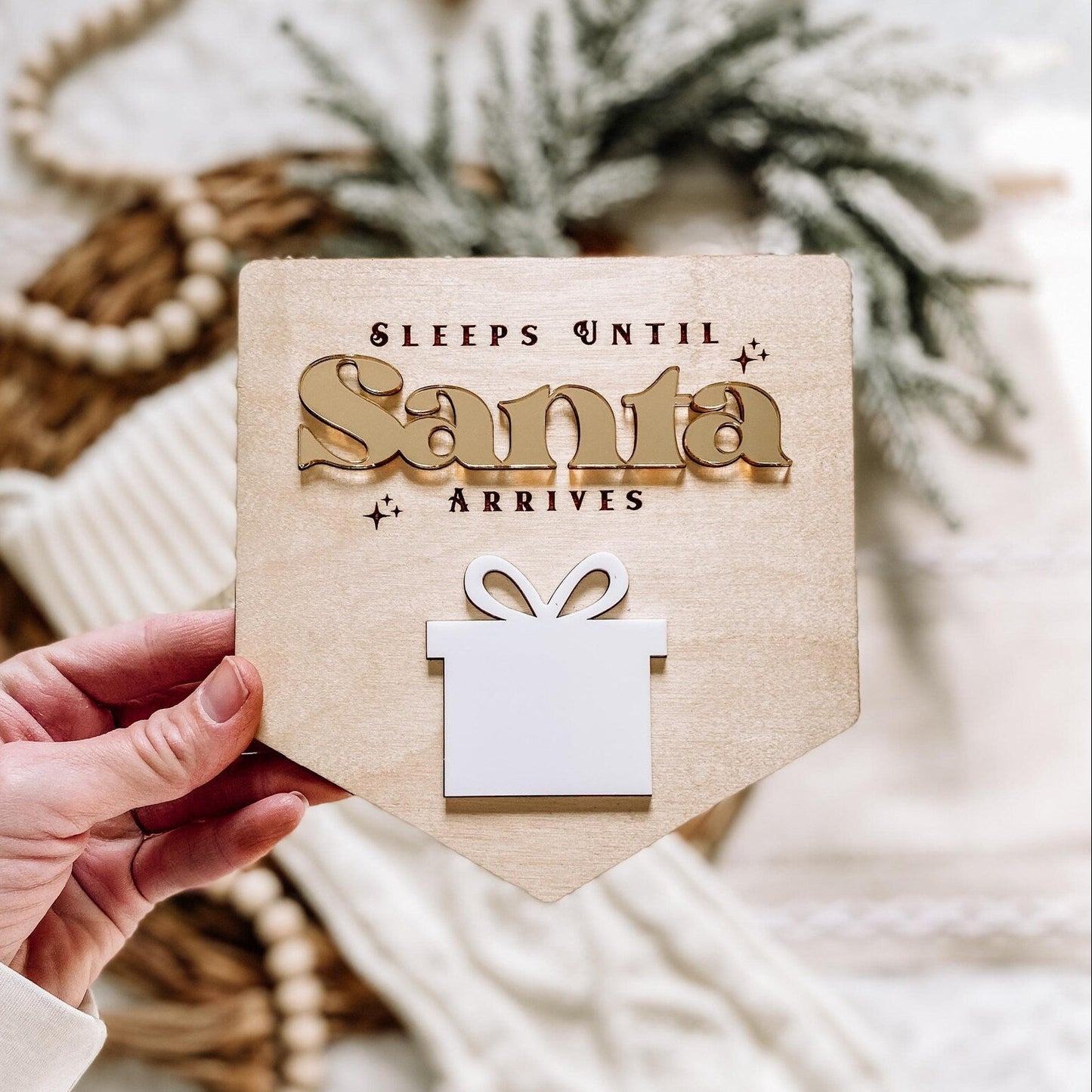 Sleepts Til Santa Comes Christmas Countdown - Gold