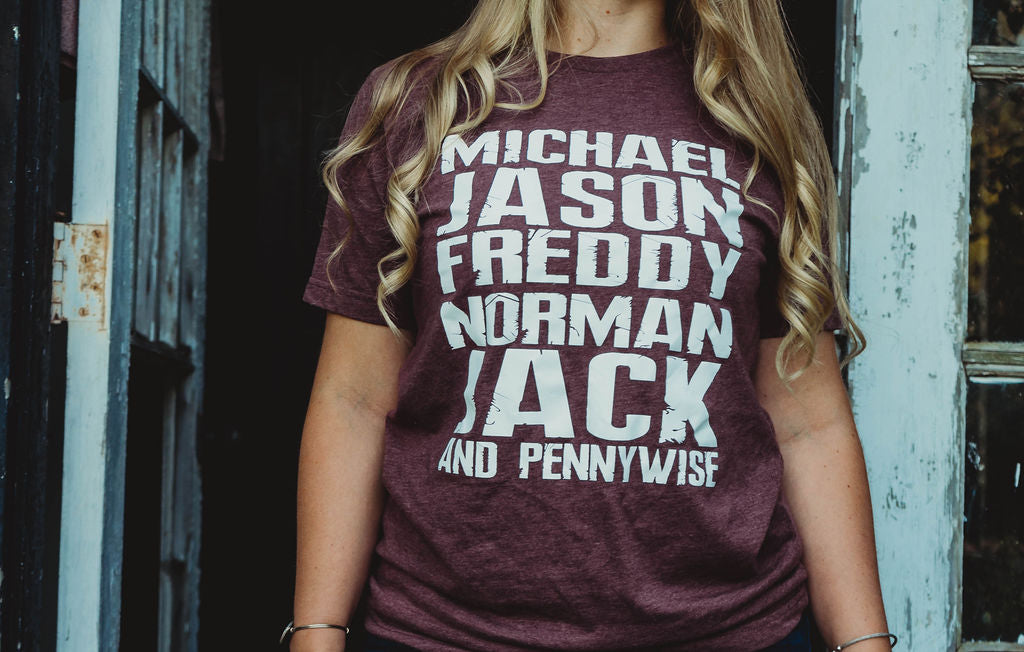 Halloween Horror Movie Villain Tee - Maroon