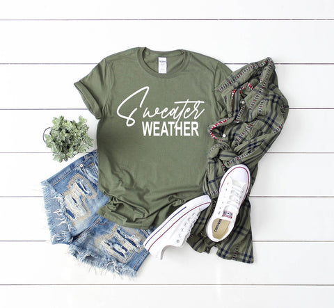Sweater Weather Tee - Military Green