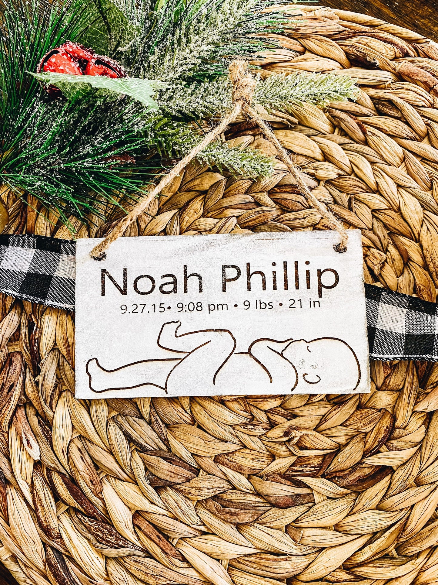Baby's First Christmas - Birth Stat Ornament Rectangle