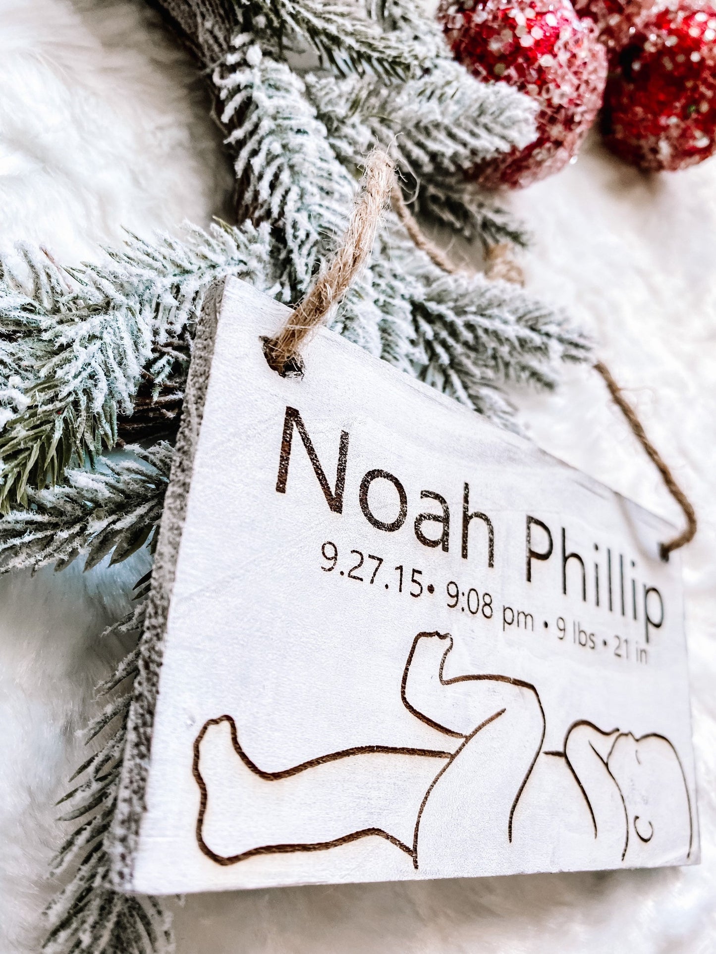 Baby's First Christmas - Birth Stat Ornament Rectangle