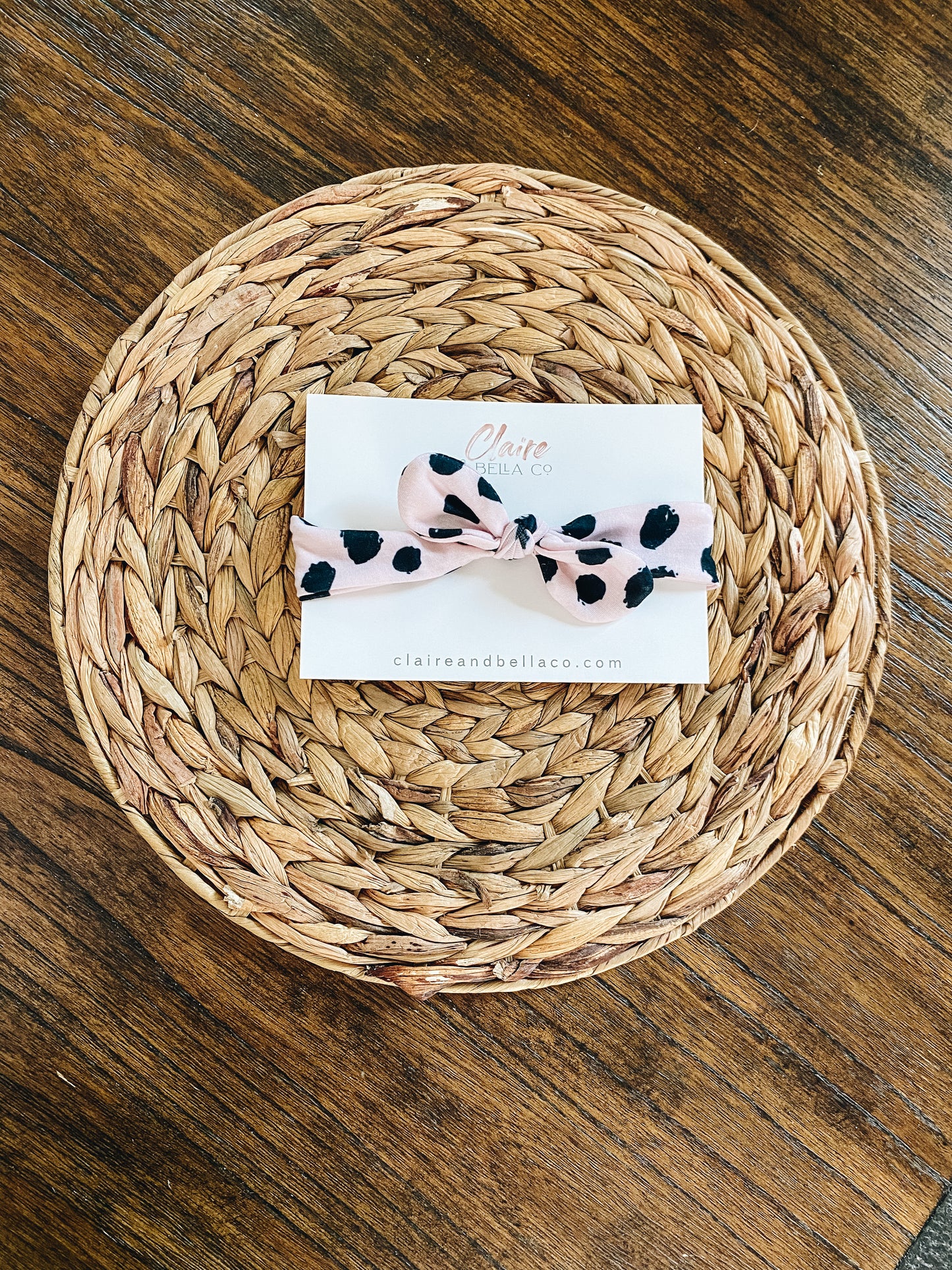 Stretchy Pink Dalmation Organic Cotton Headband