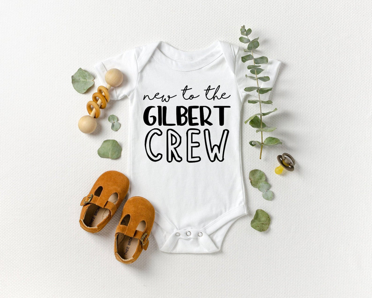 New To The Crew Custom Last Name Newborn Baby Onesie