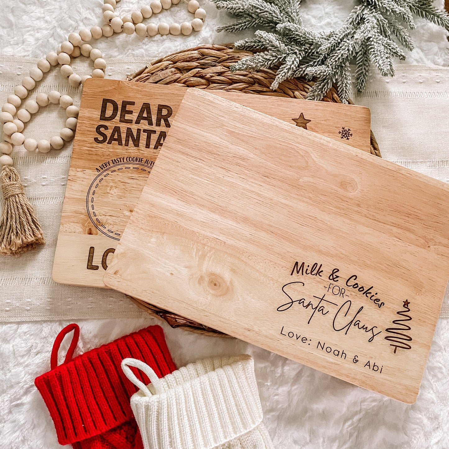 Custom Santa Milk and Cookie Board - Tree