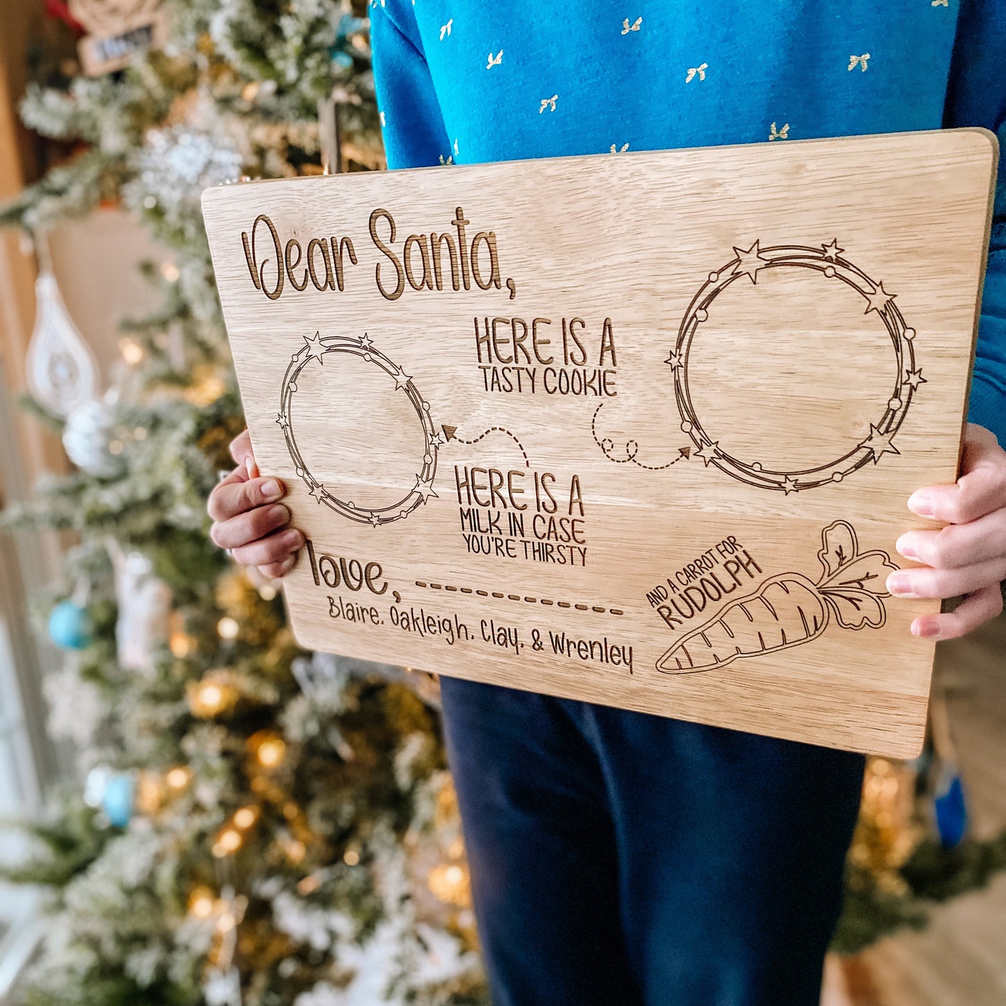 Custom Santa Milk and Cookie Board - Stars