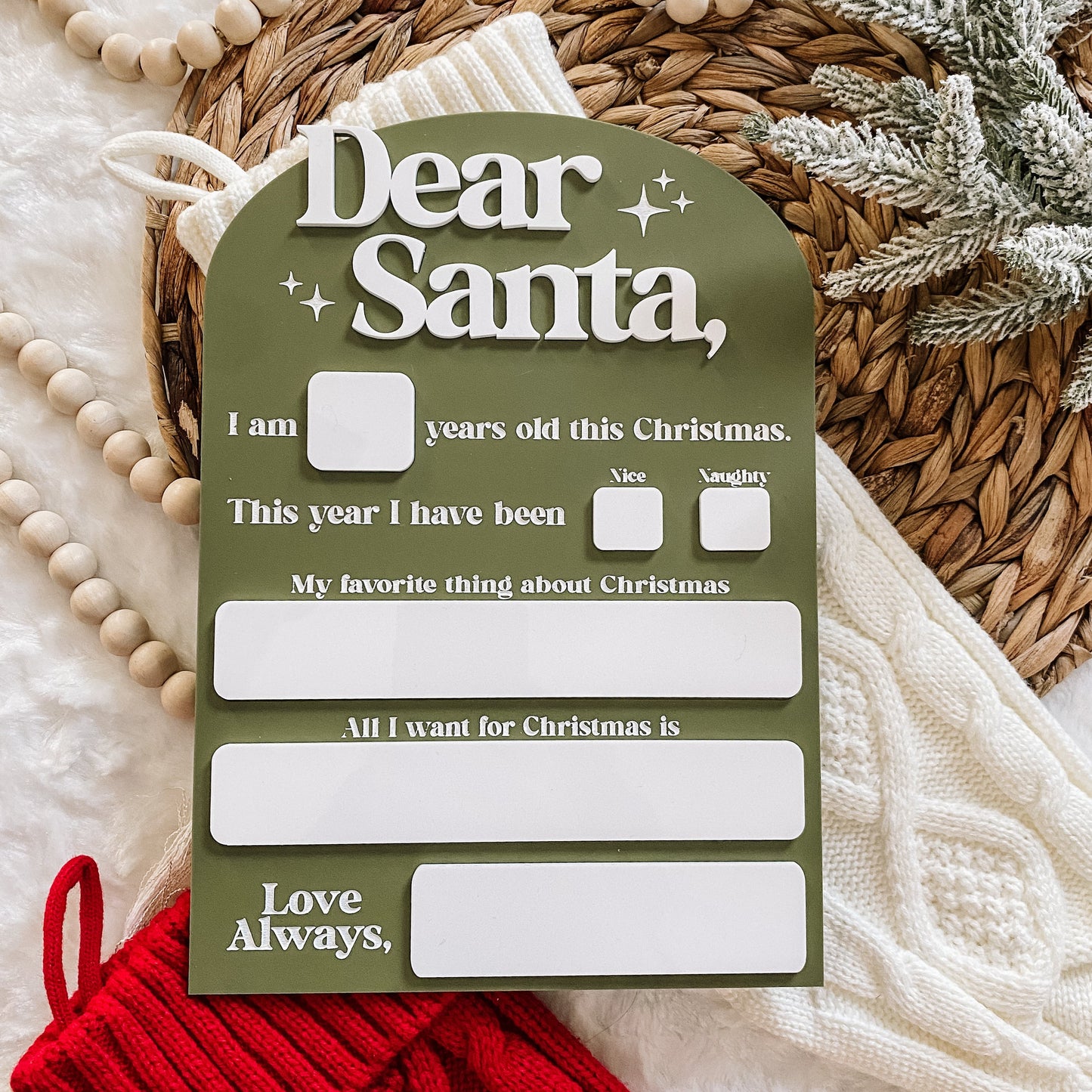 Dear Santa Christmas Dry Erase Board - CUSTOM NAME