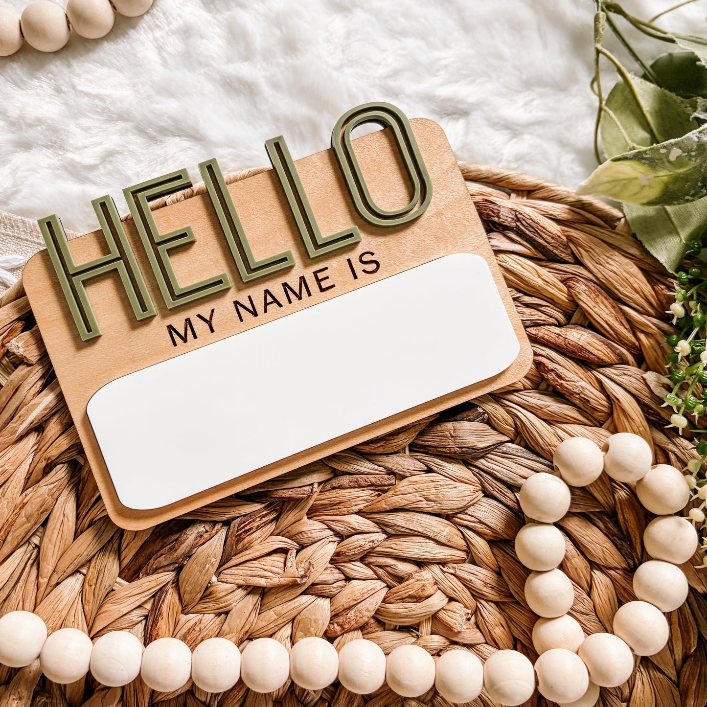 Dry Erase Hello My Name Is Sign - Outline Font