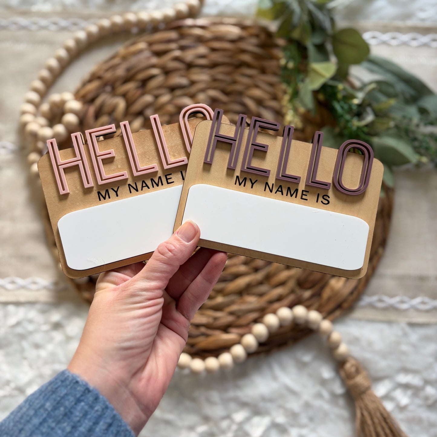 Dry Erase Hello My Name Is Sign - Outline Font