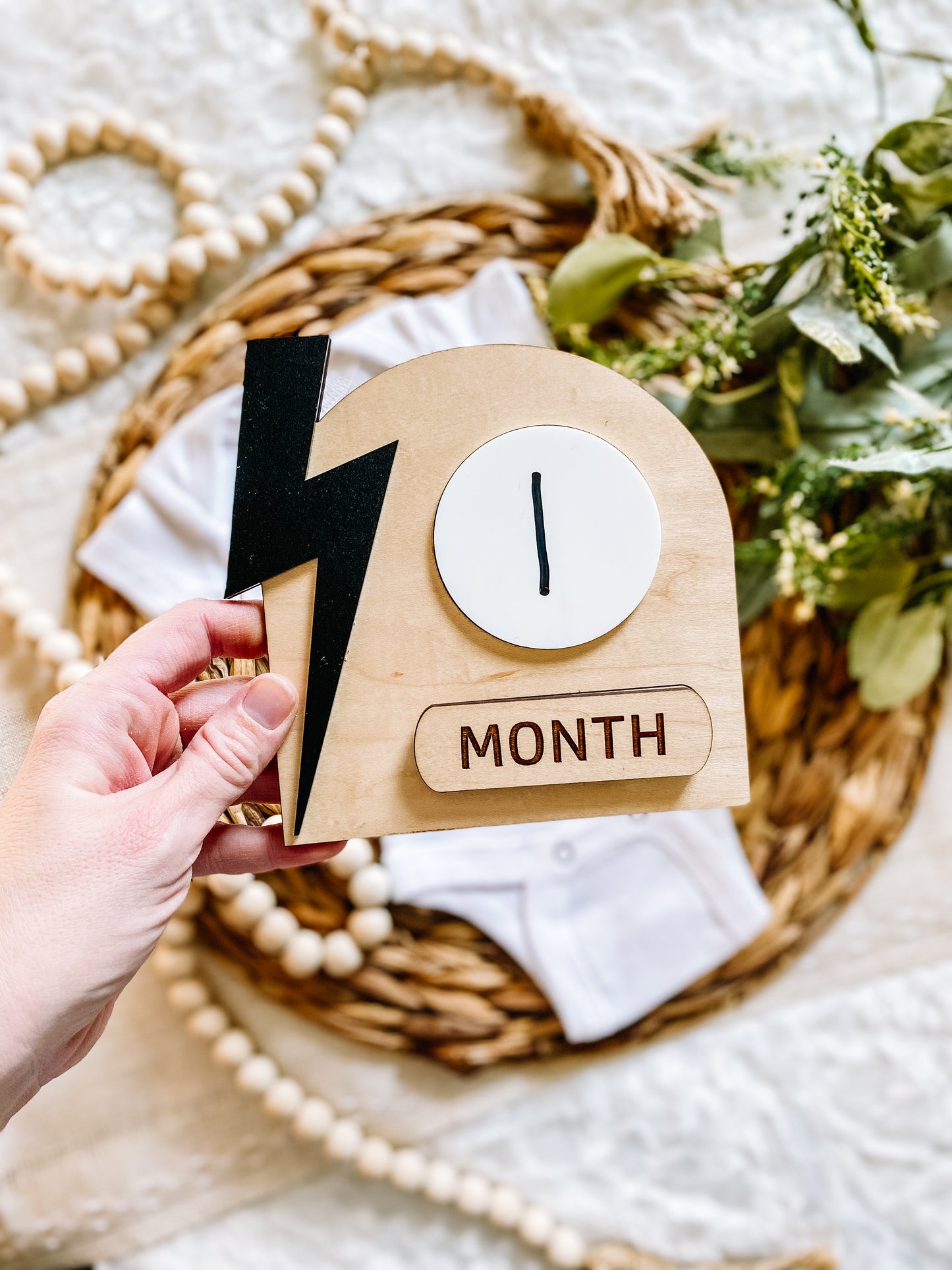 Lightning Bolt - Monthly Dry Erase Milestone Sign