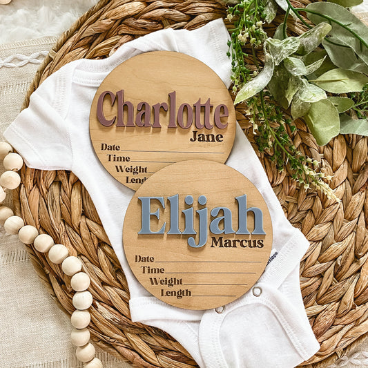 Personalized Birth Stat Sign - Vintage Font