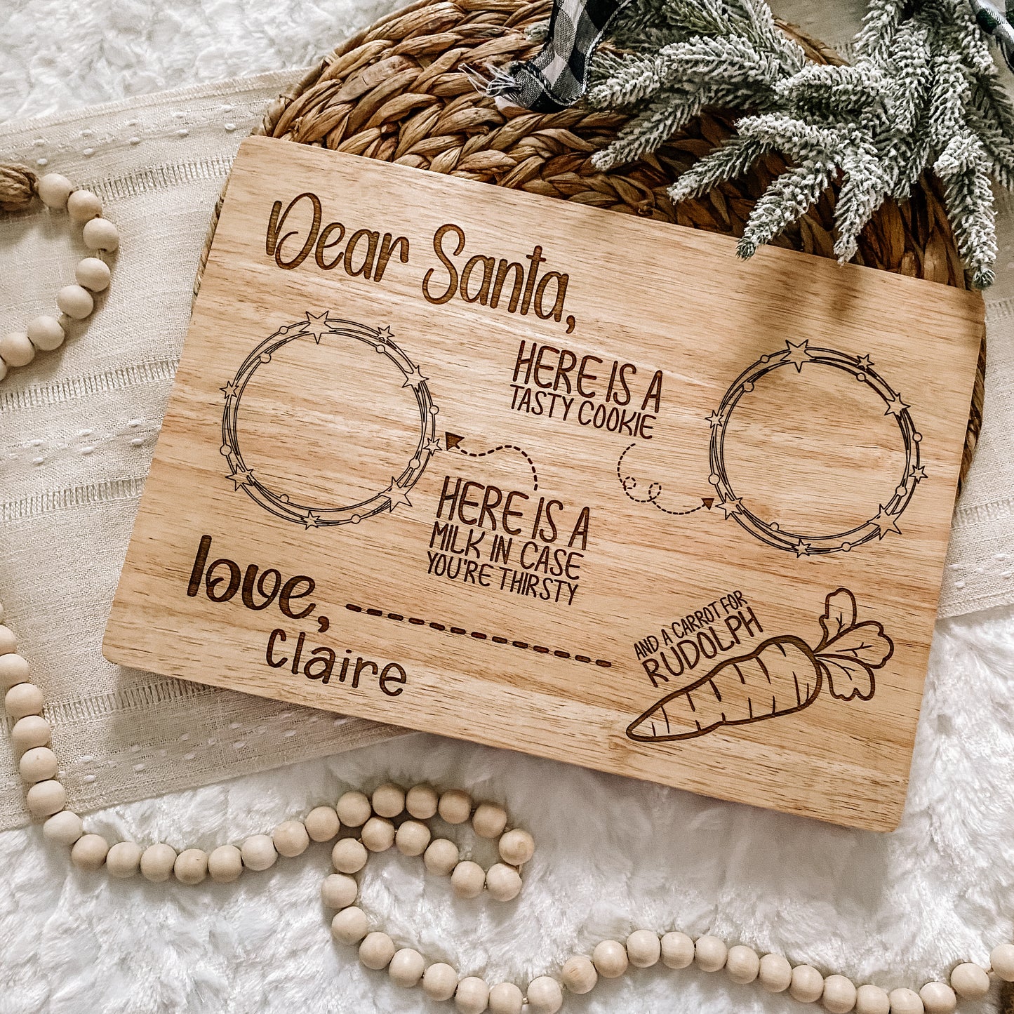 Custom Santa Milk and Cookie Board - Stars