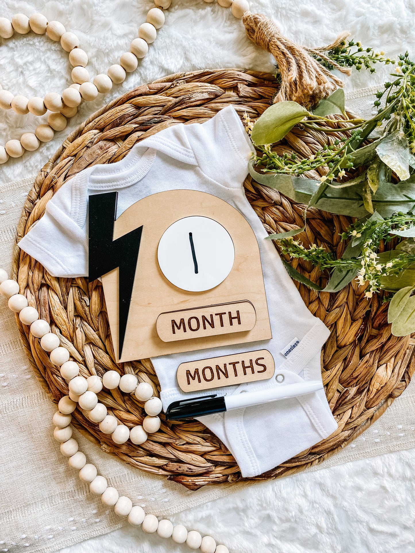 Lightning Bolt - Monthly Dry Erase Milestone Sign