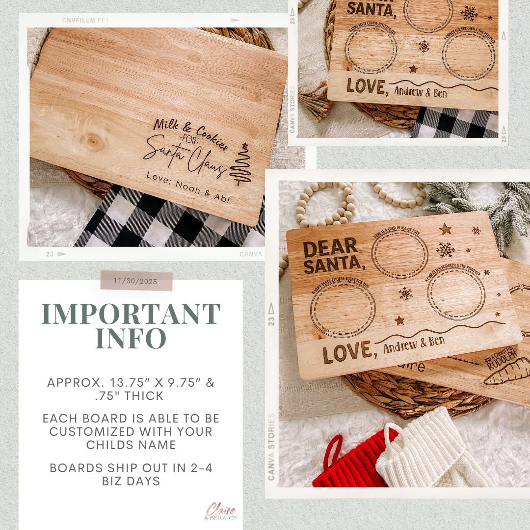 Custom Santa Milk and Cookie Board - Tree