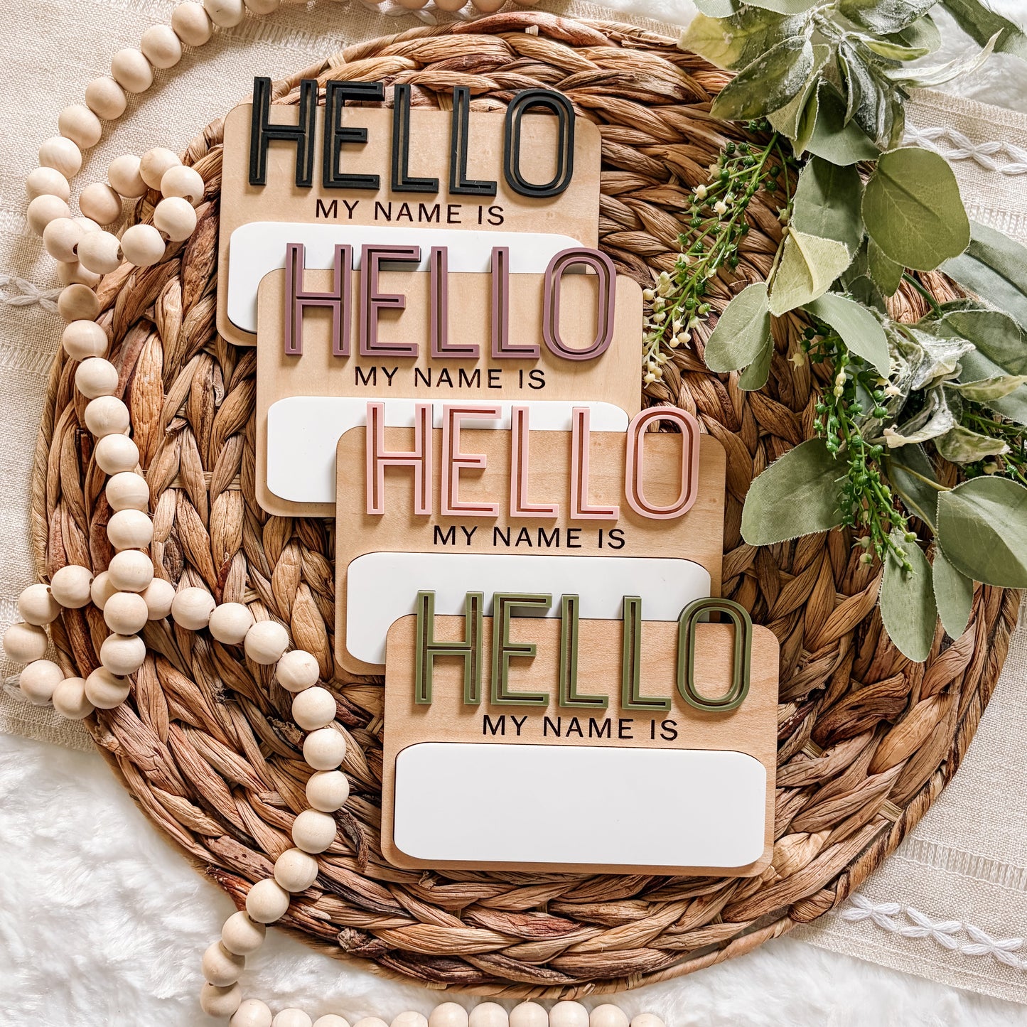 Dry Erase Hello My Name Is Sign - Outline Font