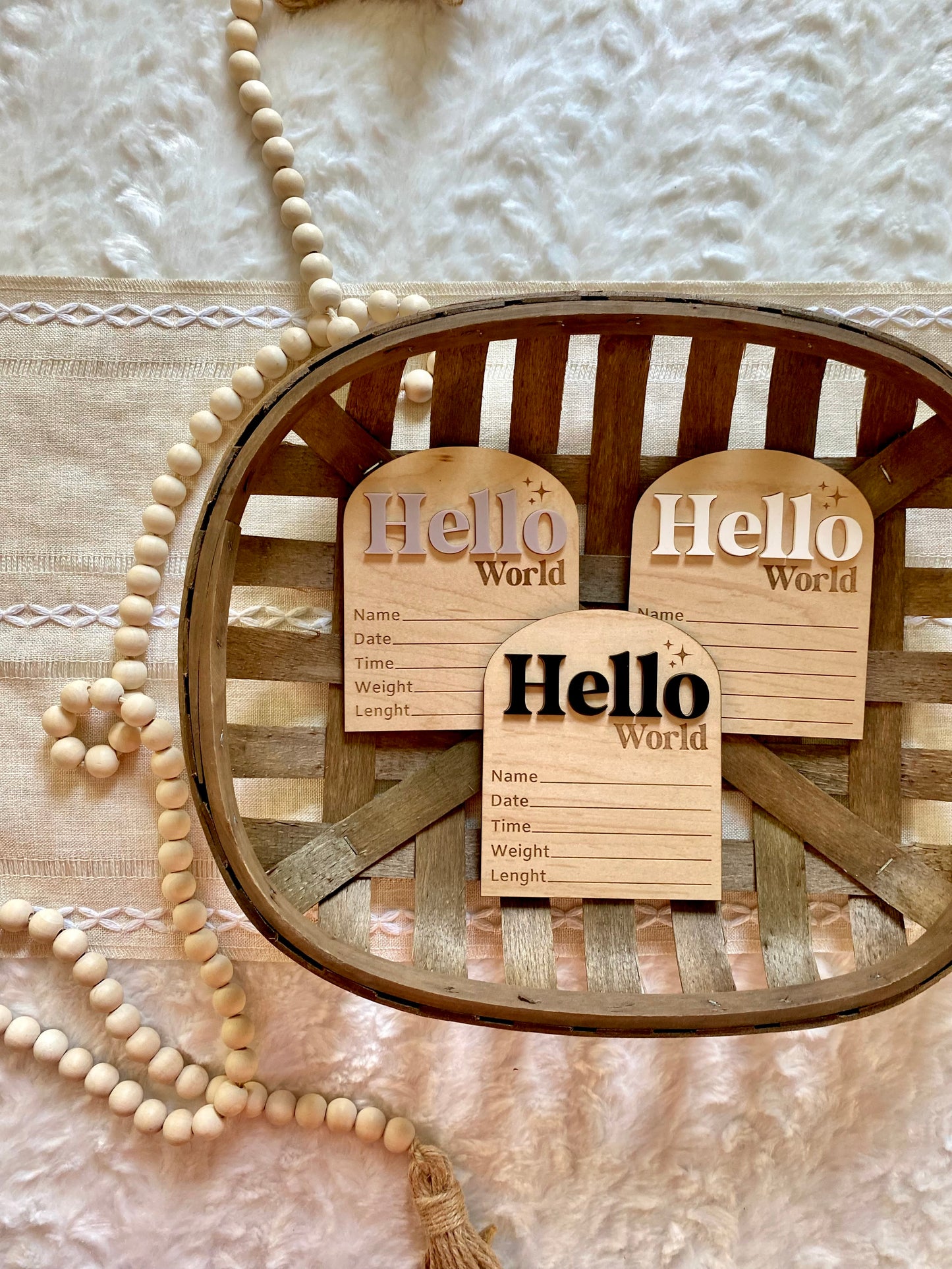 Hello World Birth Stat Sign - Arched