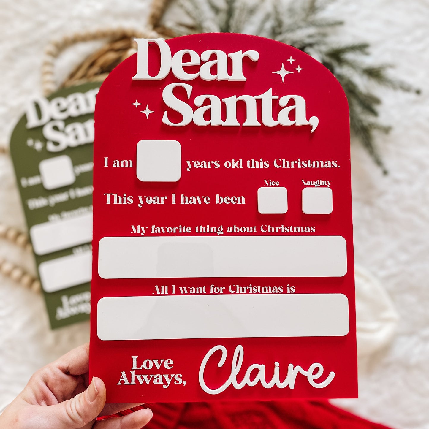 Dear Santa Christmas Dry Erase Board - CUSTOM NAME