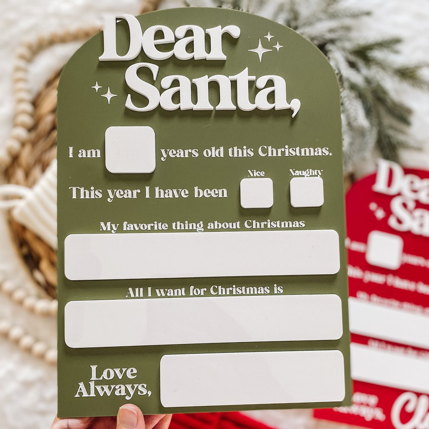 Dear Santa Christmas Dry Erase Board - CUSTOM NAME