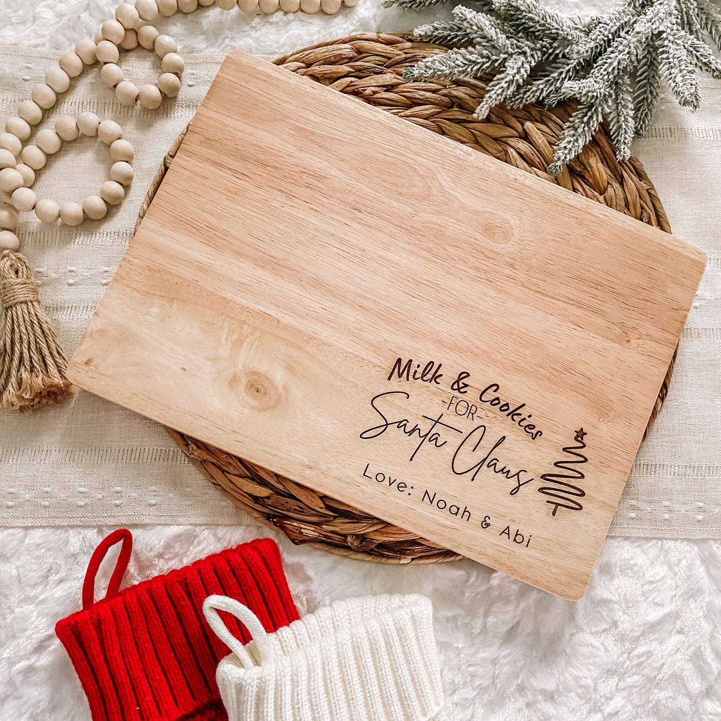 Custom Santa Milk and Cookie Board - Tree
