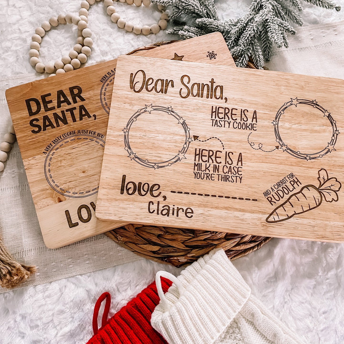 Custom Santa Milk and Cookie Board - Stars