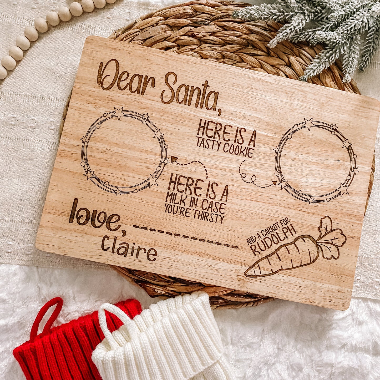 Custom Santa Milk and Cookie Board - Stars